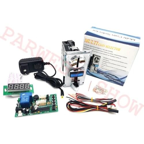 Alloy Panel Multi coin acceptor Selector with JY-15B timer board + Adaptercoin operated time control device for 6 kinds of coins