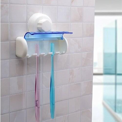 Plastic Toothbrush Holder Wall Mount Suction Stand Rack Toothpaste Dispenser Bath Storage For Bathroom Gadgets Tools