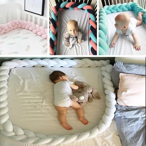 New Arrival 19-27 Baby Crib Bumper Comfortable Baby Bed Cushion Cot Protector Unisex 1.5M/2M/3M Twist Knot Pillows Baby Stuff