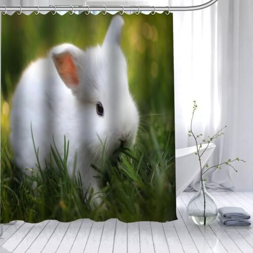 Popular Custom Rabbit Animal Shower Curtain Polyester Fabric Printing Bathroom Curtain Waterproof With Hook 150X180cm,180x180cm