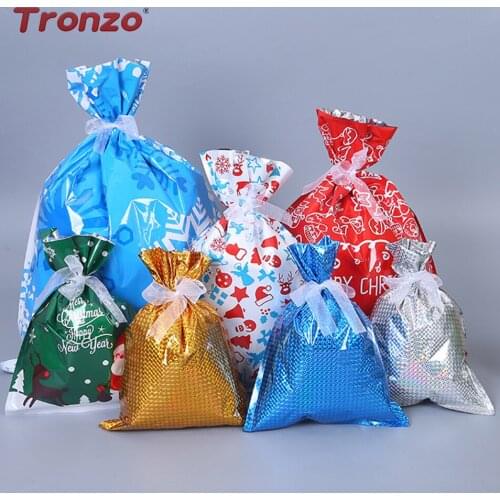 Tronzo Christmas Candy Bag Santa Deer Elk Ride Happy New Year Lucky Bag Xmas Nevidad 2020 Best Gifts For Kids Event Party Decor