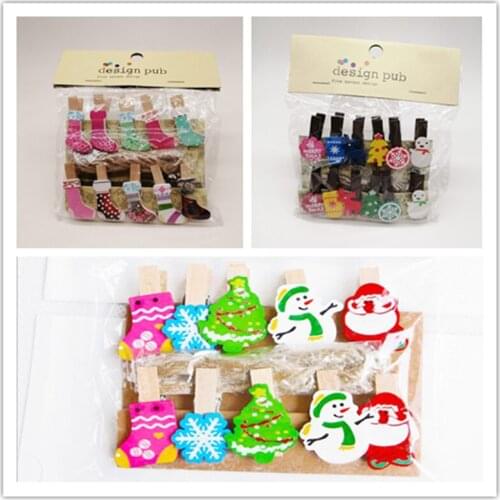 10/12pcs Clothes Clip Christmas Wooden Clips 35mm Decoration Craft Natural Pegs Mini Clothespin Wooden Clip for Clothes Pegs DIY