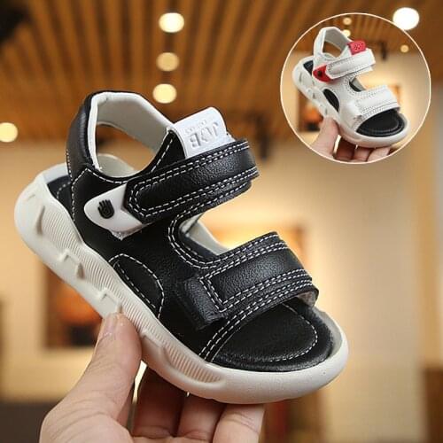 2020 Summer Boys Sandals Kids 2-12 yrs old Baby Boy Sandals Thick Soft Bottom Children Shoes Cut-outs White Beach Shoes D02123