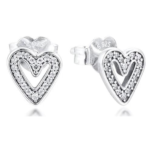 Sparkling Freehand Heart Stud Earrings for Women 925 Sterling Silver Small Earrings Jewelry Fine Girl Earring