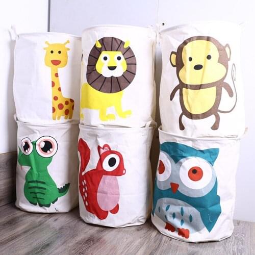 Folding Laundry Basket Cartoon Storage Barrel Standing Toy Clothing Storage Bucket Laundry Organizer Holder Pouch for Kids gift