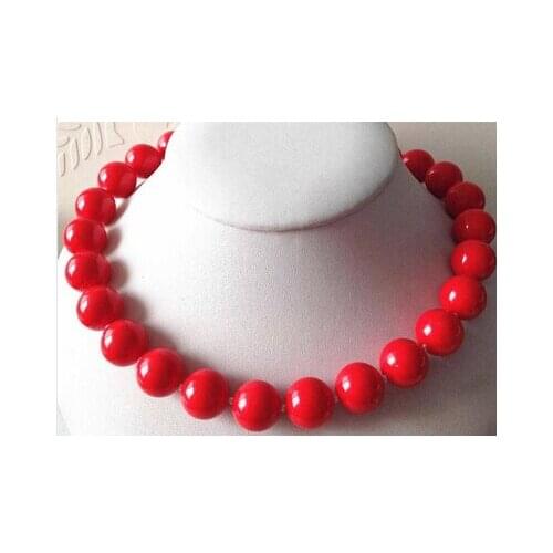 Seductive 10mm Red Sea Shells Pearl Necklace 18''UHE4125 Factory Wholesale Price Women Gift Word Jewelry