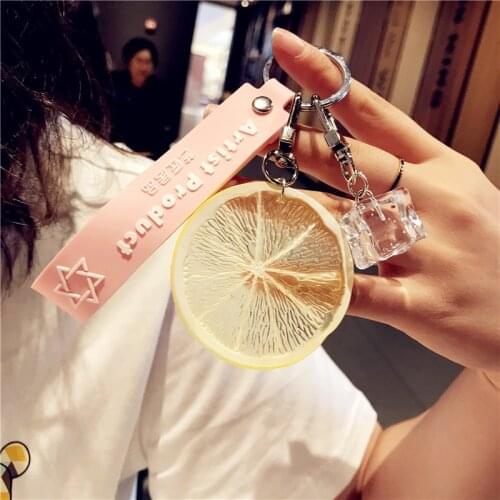 Creative Simulation Fruit Lemon Keychain Cute Sweet Car Backpack Keychain Girls Gifts Fashion Jewelry