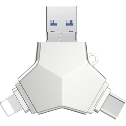 USB3-0 Mini Flash Drive 4 IN 1 USB3.0 & Type C & Micro Usb Stick OTG Pen Drive 32GB 64GB 128GB High Speed Pendrives