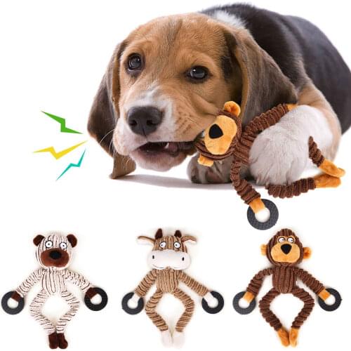 Corduroy Dog Toys For Small Large Dogs Animal Shape Plush Chew Toy Pet Puppy Squeaky Chew Bite Resistant Toy Pets Supplies