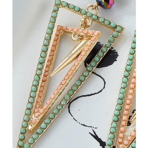 YaYi Jewelry Fashion BOHO Multicolor Beads Crystal Rhinestone Dangle Women Ancient Gold Color Wear Ear Band Long Tassel Earrings
