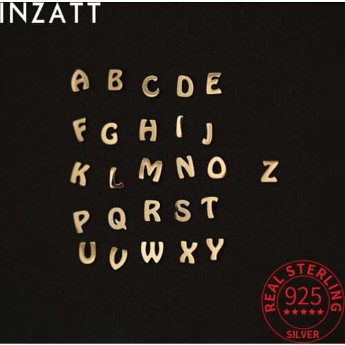 INZATT Real 925 Sterling Silver 26 Letter Stud 14K Gold Earrings For Women Punk Fine Jewelry 1 Piece Accessories Drop Shipping