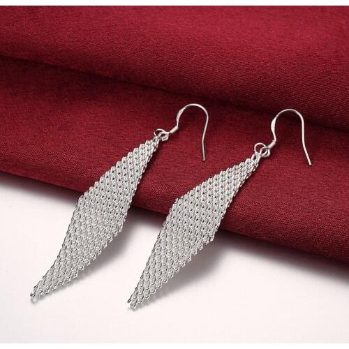 Charm 925 Sterling Silver Woven Mesh Earrings for Women Fashion Creative Holiday gifts classic party wedding Jewelry