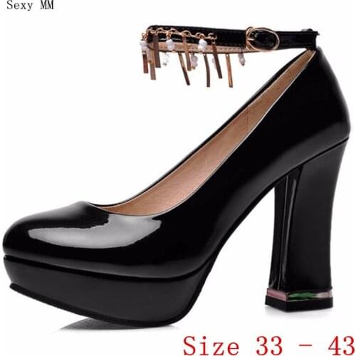 Women High Heels Platform Pumps Woman Thick High Heel Shoes Party Wedding Shoes Ladies Kitten Heels Small Plus Size 33 - 43