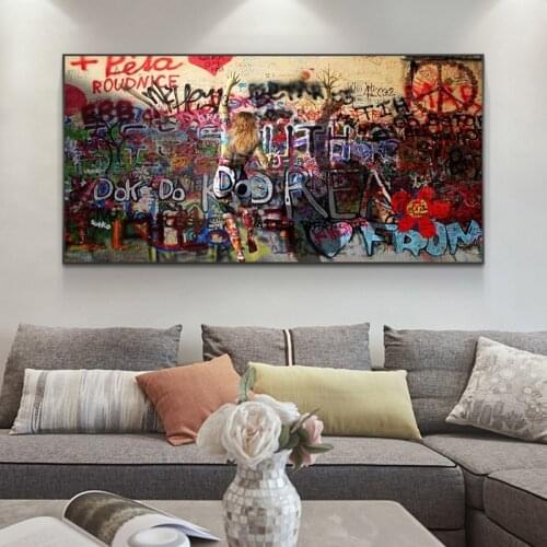 Woman Graffiti On the Wall Abstract Canvas Painting Posters and Prints Street Art Cuadros Wall Picture For Living Room Decor