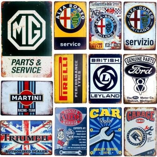 Tin Signs Tin Signs Garage Service Vintage Decorative Plates Retro Man Cave Art Poster Wall Plaque for Home Decor