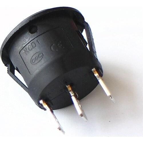 10PCS 3PIN Round Boat Rocker Switch 6A 250V 3 Position SPDT ON-OFF-ON Rocker Switch Snap-in Mini Rocker Power Switches