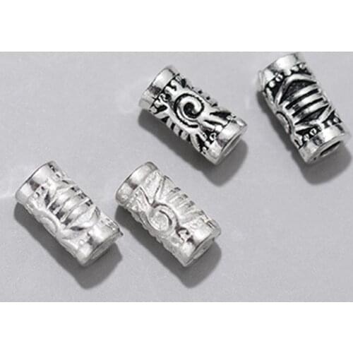 2pcs 925 Sterling Silver Cylinder Shape Sun Pattern Loose Beads Handmade Woven S925 Silver Prayer Beads DIY Jewelry Making