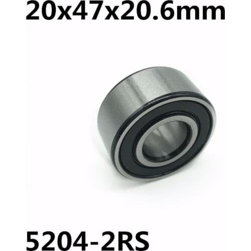 5204-2RS 20x47x20.6 mm Double row angular contact bearings 5204 Free shipping