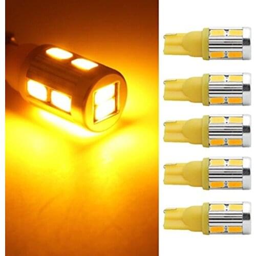 4Pcs Amber 10-5730-SMD super bright 168 2825 W5W 194 LED bulbs for Cab Roof Running Marker Light