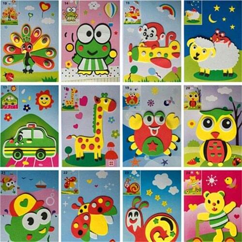 5PCS DIY Foam Sticker Cartoon Animal 3D EVA Foam Sticker Puzzle Early Learning Education Toys for Children