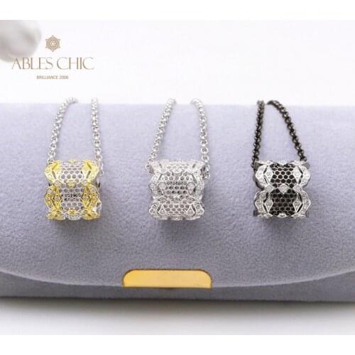 925 Silver Renaissance Lacy Filigree Wide Ring Pendant Honeycomb Detail Engraving Fretwork Floral Wedding Necklace C11N3S25575