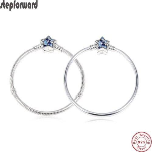 Authentic 925 Sterling Silver Charm Star Clasp Bracelet High Quality New Arrival Popular CZ Chain Bracelet Bangle For Women