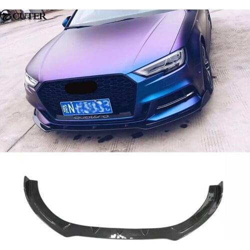 A3 S3 RS3 Carbon fiber Front Bumper lip Auto front Spoiler For Audi A3 S3 RS3 Sportback Sedan 2018