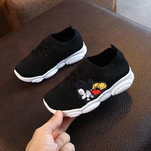 Disney Mickey spring and autumn childrens casual shoes stretch socks shoes boys and girls sports shoes old shoes knitting