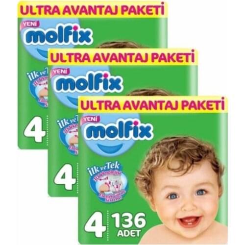 Molfix Baby Diaper Ultra Advantage Pack 4 Number 3x136 Pcs