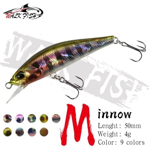 WALK FISH 50MM 4G Minnow Fishing Lures Sinking Wobbler Artificial Hard Bait 3D Eyes Fishing Bait Swimbait pesca Fishing Tackle