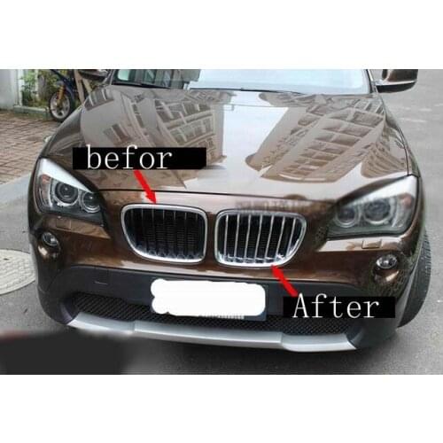Chrome Front Grille Around Trim Overlay cover for x1 E84 2010 2011 2012 2013