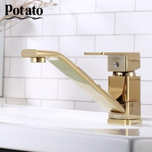 Potato Bathroom Basin Faucets Gold Single Handle Mounted Hot And Cold Mixer Water Tap For Bathroom p45226-4 p42226-4