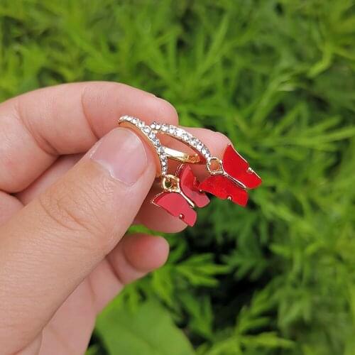 Classic color butterfly pendant earrings for women personalized diamond-studded copper buckle earrings girls jewelry