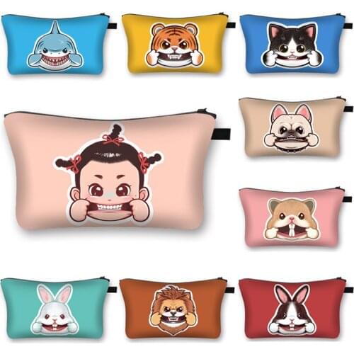 Funny Animals Cat / Dog / Crocodile Women Makeup Bag Fashion Girls Cosmetics Pouch For Women Travel Cosmetic Bags