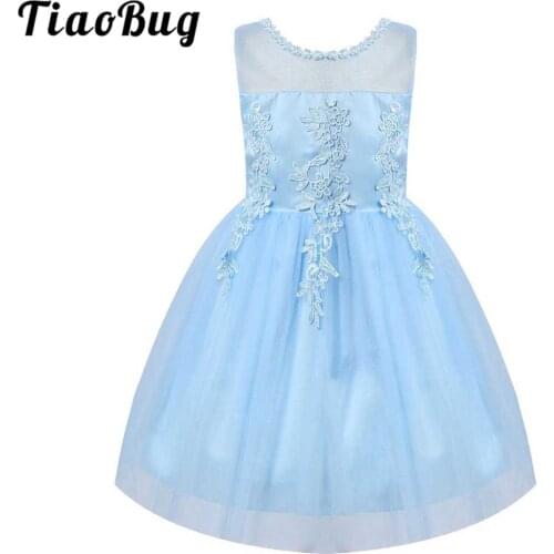 Children Girls Cosplay Princess Costume Lace Embroidered Flower Sleeveless Mesh Tutu Party Dress Kids Holiday Christmas Clothing