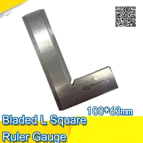 Square edge Factory-outlet Silver Tone Stainless Steel 100 x 63mm Bladed L Square Ruler Gauge