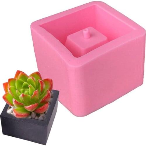 Mini Square Succulent Plant Flower Pot Silicone DIY Concrete Cement Clay Mold Making Candle Soap Tool