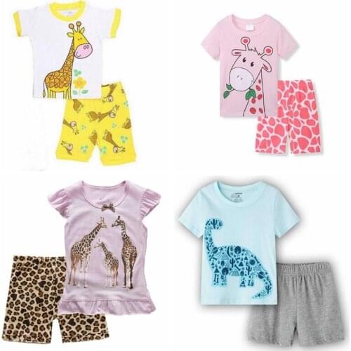 New High Quality Childrens Long Sleeve Pajamas Set Girls Cartoon Giraffe Sleepwear Kids Pyjamas Boy Cotton Pijamas Clothes