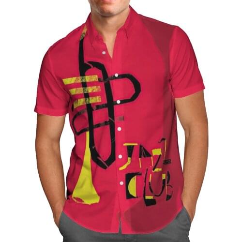 Red Jazz 3D Beach Camisa Hawaii Shirt 2021 Summer Mens Shirt Short Sleeve Shirt Streetwear Oversized 5XL Camisas De Hombre-3