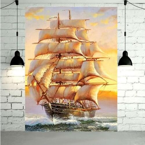 Full Square/Round Drill 5D DIY Diamond Painting Sailboat Diamond Embroidery sea Landscape Picture Of Rhinestone Decor