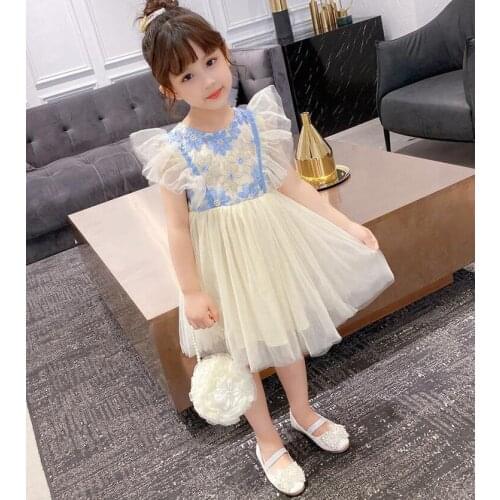 Popodion Childrens Wear 2021 New Dress Korean Version Of Net Yarn Womens Dress CHD20453
