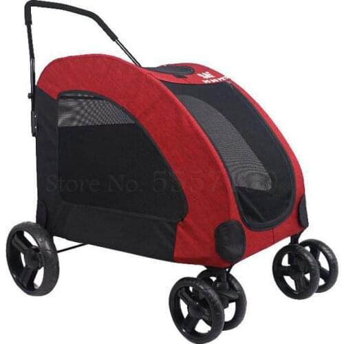 Pet stroller dog stroller dog cart rescue dog four-wheeled golden retriever labrador medium and large dog out folding light