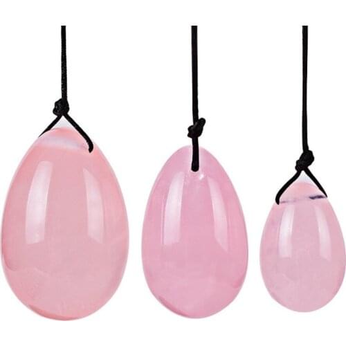 DropShipping Natural Rose Quartz Yoni Egg Vaginal Muscle Tightening Ben Wa Ball Kegel Jade Egg Female Hygiene Product
