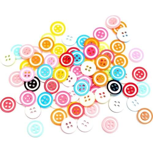 100Pcs Mixed Round Resin Sewing Buttons For Clothes Scrapbooking Botones Decorativos Needlework DIY Accessories 15x15mm