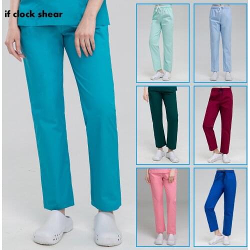 Pet Clinic Work Pants Elastic Waist Pocket Trousers Health Service Nursing Trousers Medical Hospital Doctor Work Clothes Bottom