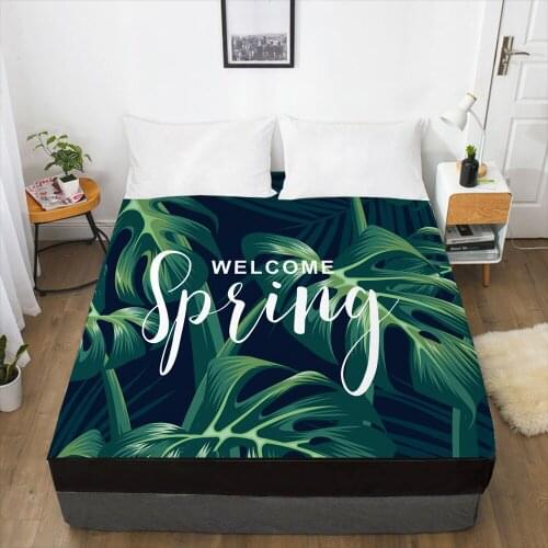 Luxury Elastic fitted sheet bed sheet With An Elastic Band Mattress Cover 150x200/160x200 Bed cover for home Nordic leaf spring
