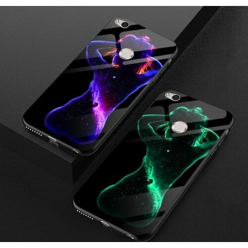 Luxury Luminous Glass Case For Huawei Honor 8 9 10 Lite Body painting TPU Silicone Cover For Huawei Nova 2 2i 3 4