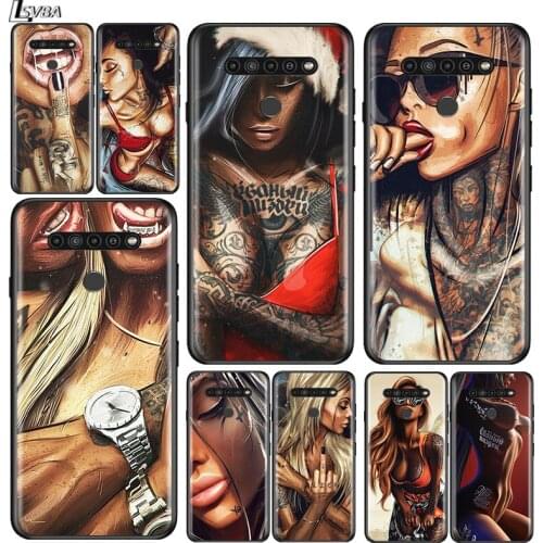 Sexy Tattoo Girl for LG G8 G8S G8X V30 V35 V40 V50 V60 ThinQ Q60 K40 K50 K51 K61 K71 K92 K62 Soft Black Phone Case