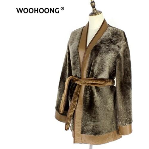 Wool Outerwear Double-Faced Fur Winter Clothes New Lamb Wool Real Fur Jacket Woman Retro Fashion Streetwear Belt Design