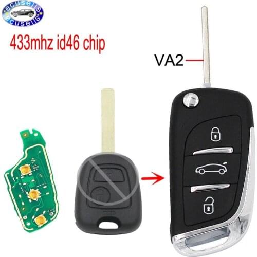 3 Buttons DS Style Keyless Entry Remote Car Key Fob 434MHz ID46 for Citroen C2 C3 0536 Models